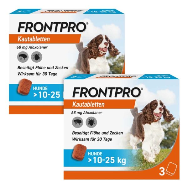 FRONTPRO Kautabletten für Hunde gegen Zecken & Flöhe 10-25 kg