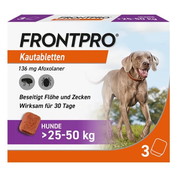 FRONTPRO Kautabletten für Hunde gegen Zecken & Flöhe 25-50 kg